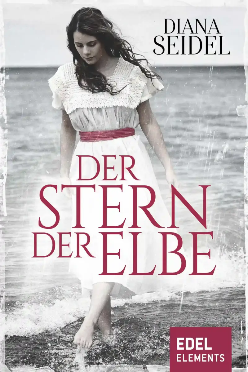 Das Cover zum Buch: Der Stern der Elbe, zeigt ein junge Frau in einem Kleid aus der 1920er Jahre. Sie läuft barfuß durch das Wasser eines Flusses